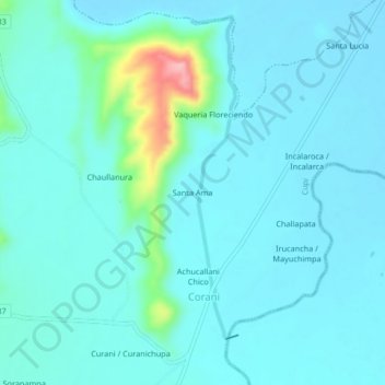 Carte topographique Santa Ama, altitude, relief
