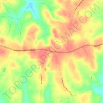 Carte topographique Kelly, altitude, relief