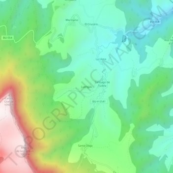 Carte topographique Luengas, altitude, relief