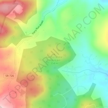 Carte topographique Hardscrabble Mountain, altitude, relief