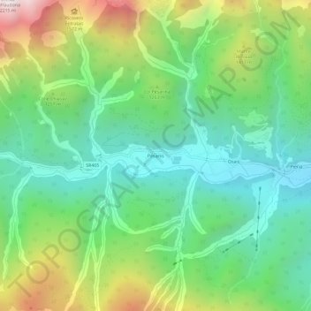 Carte topographique Pesariis, altitude, relief