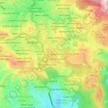 Carte topographique Engineer's Hill, altitude, relief