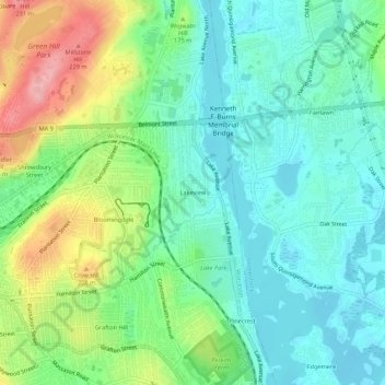 Carte topographique Lakeview, altitude, relief