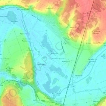 Carte topographique Les Rocheuses, altitude, relief