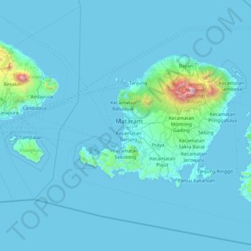 Carte topographique Kec. Sekarbela, altitude, relief