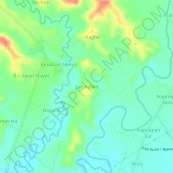 Carte topographique San Rafael, altitude, relief