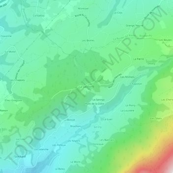 Carte topographique La Sapinière, altitude, relief