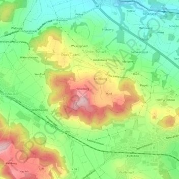 Carte topographique Obere Alp, altitude, relief