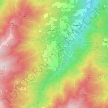 Carte topographique Cetica, altitude, relief