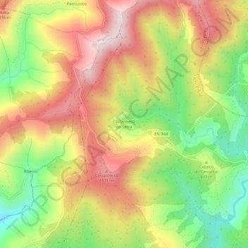 Carte topographique Castanheira da Serra, altitude, relief