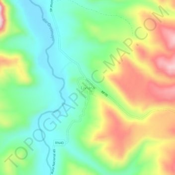 Carte topographique Liviara, altitude, relief