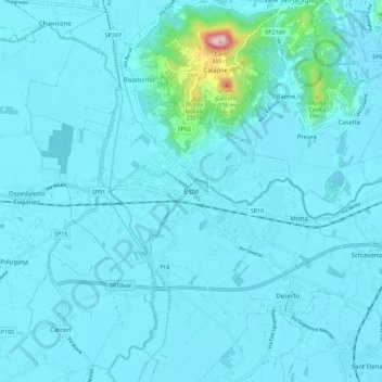 Carte topographique Este, altitude, relief