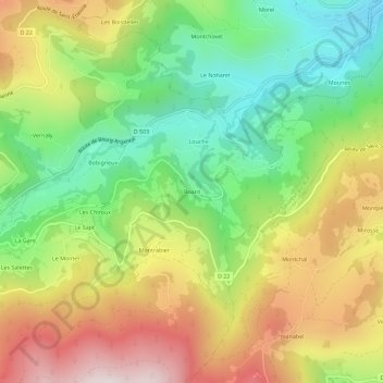 Carte topographique Board, altitude, relief