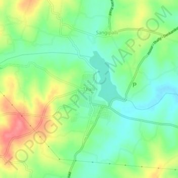 Carte topographique Thalli, altitude, relief
