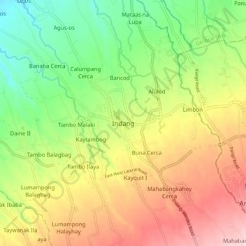 Carte topographique Indang, altitude, relief