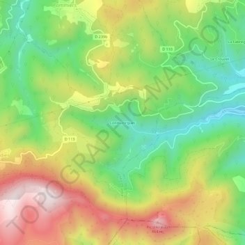 Carte topographique Conduzorgues, altitude, relief