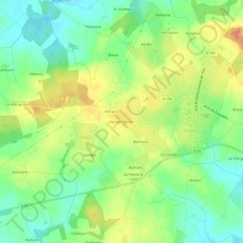 Carte topographique Kerlann-Borne, altitude, relief