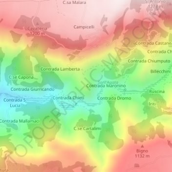 Carte topographique Latro, altitude, relief