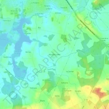Carte topographique Moustoir-Lorho, altitude, relief