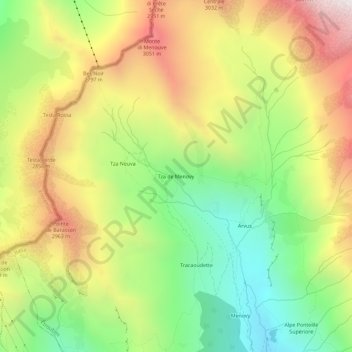 Carte topographique Tza de Menovy, altitude, relief