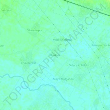 Carte topographique Khadana, altitude, relief