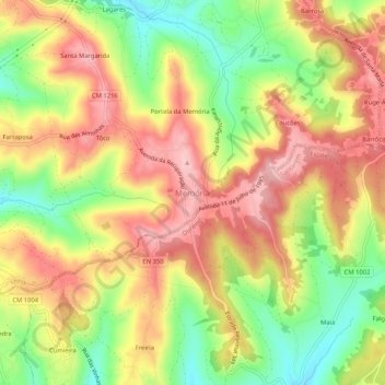 Carte topographique Memória, altitude, relief