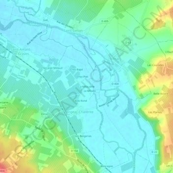Carte topographique La Millaudrie, altitude, relief