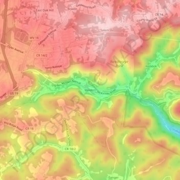 Carte topographique Minden, altitude, relief