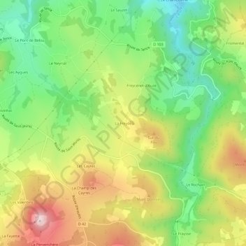 Carte topographique La Freyde, altitude, relief