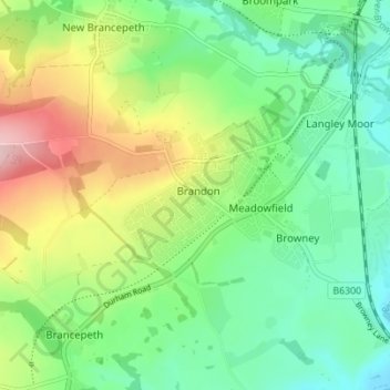 Carte topographique Brandon, altitude, relief