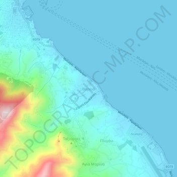 Carte topographique Βαρειά, altitude, relief