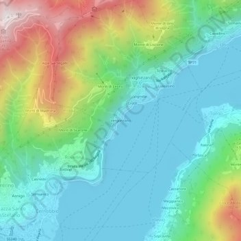 Carte topographique Vergonzano, altitude, relief