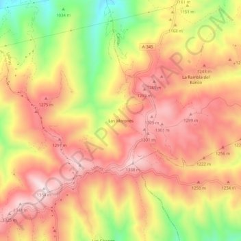 Carte topographique Los Morones, altitude, relief
