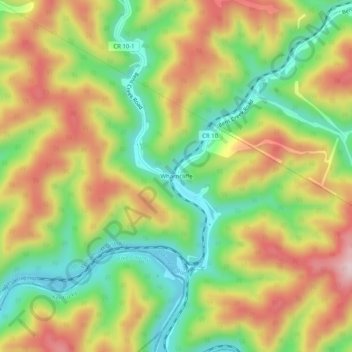 Carte topographique Wharncliffe, altitude, relief