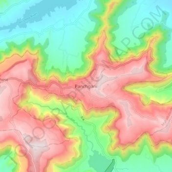 Carte topographique Panchgani, altitude, relief