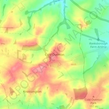 Carte topographique Cold Overton, altitude, relief