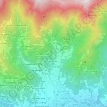 Carte topographique Borgata Cesani, altitude, relief