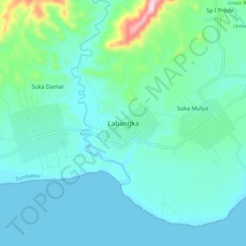 Carte topographique Labangka, altitude, relief
