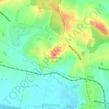 Carte topographique Kolodong, altitude, relief