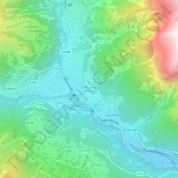 Carte topographique Vallouise la Casse, altitude, relief