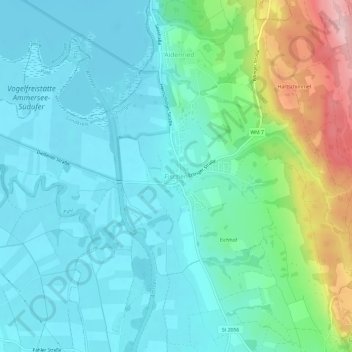 Carte topographique Fischen, altitude, relief