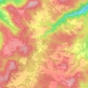 Carte topographique Pipestem, altitude, relief