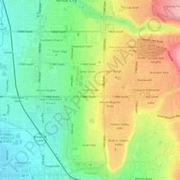 Carte topographique Silver Ridge, altitude, relief