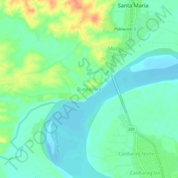 Carte topographique Buenavista, altitude, relief