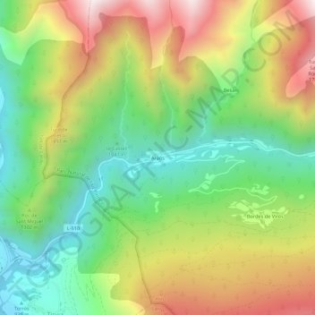 Carte topographique Araós, altitude, relief