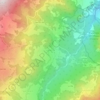 Carte topographique Sassatella, altitude, relief
