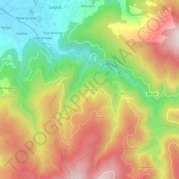 Carte topographique Casal Novo, altitude, relief
