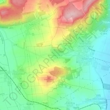 Carte topographique Wetzmannsthal, altitude, relief