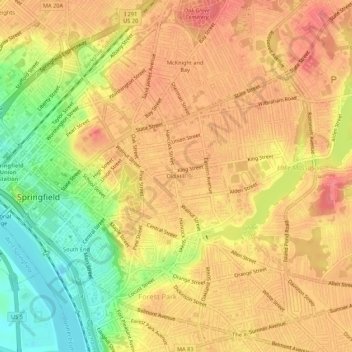 Carte topographique Old Hill, altitude, relief