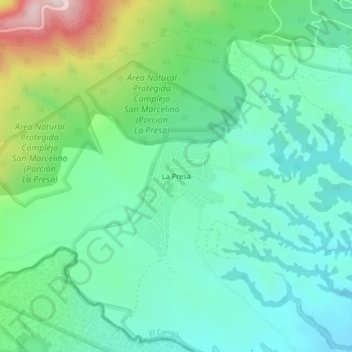 Carte topographique La Presa, altitude, relief